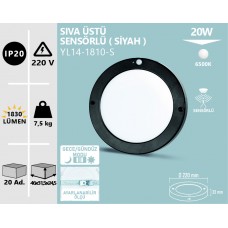 SIVA ÜSTÜ SENSÖRLÜ LED PANEL BEYAZ -SİYAH ÇERÇEVE